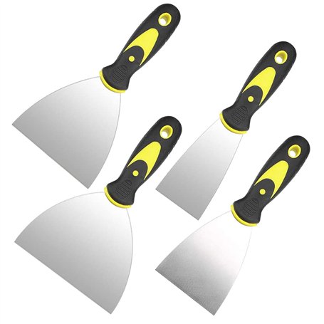 CODIRATO 4 PCS Couteau à Mastic INOX Couteau à Enduire en Métal Spatule Bricolage Durable Spatule Enduit Lissage Professionnel S