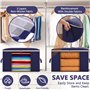 MAISITOO Lot de 6 Sacs de Rangement pour Vêtements, 90L Sac de Rangement pour Couette, Non-Tissé Sac de Rangement Sous Lit avec 