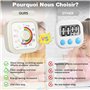 NLMWTI Visual Timer pour Les Enfants, Timer Enfant et Compte à Rebour de 60 Minutes, Minuteur Enfants avec Motif Arc-en-Ciel pou