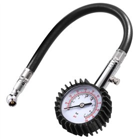 CZC AUTO Manomètre de pression de pneu avec tuyau d'air flexible 100 PSI très résistant et précis certifié ANSI pour voiture