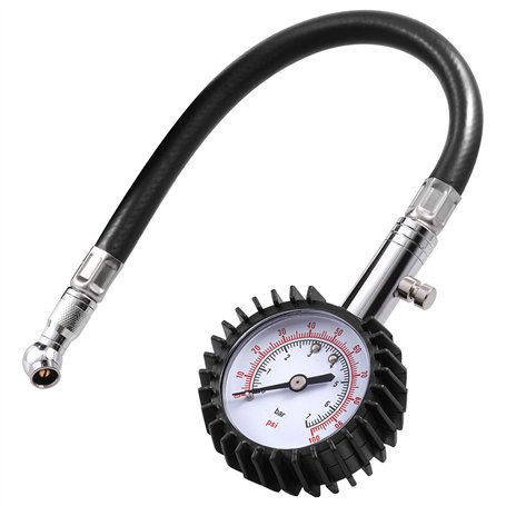 CZC AUTO Manomètre de pression de pneu avec tuyau d'air flexible 100 PSI très résistant et précis certifié ANSI pour voiture