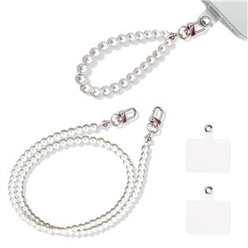 LURNODY 2 Pièces Dragonne Perlée Collier pour Telephone Portable Bracelet Telephone