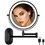 jutyum Miroir cosmétique mural avec grossissement 1X/10X - Éclairage LED - Miroir de maquillage mural avec éclairage à intensité