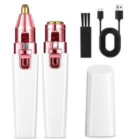 Bixury Rasoir Électrique Pour Femme 2 en 1 Rasoir Femme Electrique Rasoir Electrique avec Lumière LED Rasoir Indolore avec 2 Têt