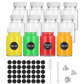 Hixava 12 Pièces 60ML Petites Bouteilles Petite Bouteille en Verre Vide Bouteilles Miniatures Bouteilles de Jus en Plastique ave