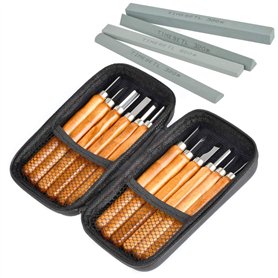Ciseaux à Bois 12 en 1 TIMESETL Outils de Gravure sur Bois 12Pcs Couteau Sculpture Bois en Acier Carbone avec Manches en Bois