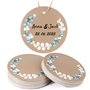 50pcs Étiquettes Kraft Étiquettes Rond avec Cordon de Chanvre Motif Feuilles Bricolage pour Emballage de Cadeau Sac Cadeau Décor