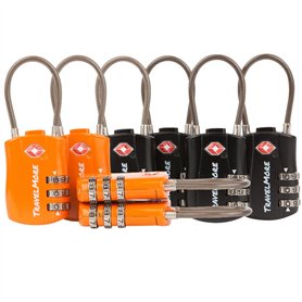 Cadenas de Voyage à Combinaison certifié TSA pour valises et Sacs à Dos - Paquet de 8 Cadenas TSA - 4 Noir et 4 Orange