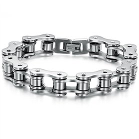 Keybella Bracelet Chaîne Homme Moto Vélo Acier Inoxydable Style Punk Cadeau pour Père Frère 21.5cm
