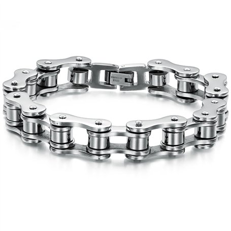 Keybella Bracelet Chaîne Homme Moto Vélo Acier Inoxydable Style Punk Cadeau pour Père Frère 21.5cm