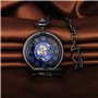 MICGIGI Homme/Femme Montre de Poche mécanique à remontage Manuel rétro Moulin à Vent Montre Gousset avec chaîne (Noir)