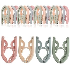 Lot de 12 cintres de voyage pliables en plastique - Peu encombrants - Antidérapants - Accessoires de voyage multifonctions pour