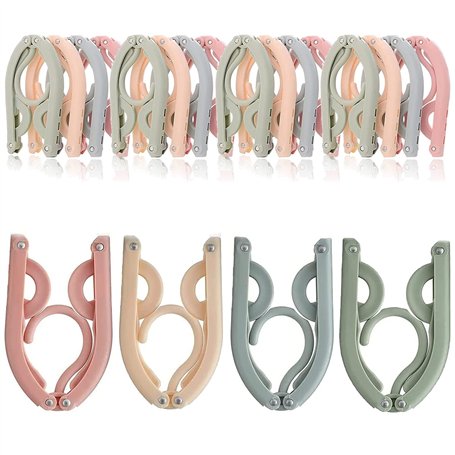 Lot de 12 cintres de voyage pliables en plastique - Peu encombrants - Antidérapants - Accessoires de voyage multifonctions pour