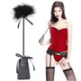 SM Bondage Flogger Fouet en cuir érotique Fétiche Masque pour les yeux avec plumes Tickler Cuir main fessée paddle jouets sexuel