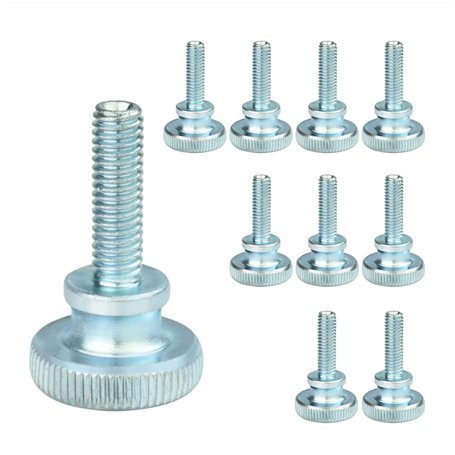 OTTYMO 10 PCS Vis Moletée M6 x 20 mm Boulons Moletés à Tête Haute en Acier Au Carbone - Tête Ronde