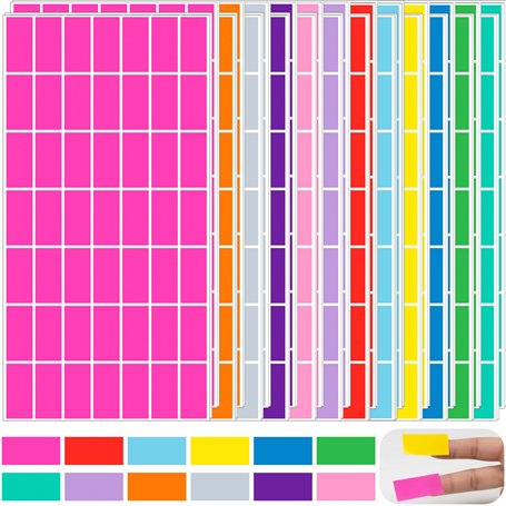 Lot de 1176 étiquettes autocollantes rectangulaires colorées