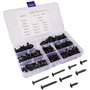 Lot de 240 vis auto-taraudeuses à tête cylindrique en acier au carbone M3 M4 - Noires - Auto-foreuses - Kit de vis à bois à tête