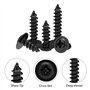 Lot de 240 vis auto-taraudeuses à tête cylindrique en acier au carbone M3 M4 - Noires - Auto-foreuses - Kit de vis à bois à tête