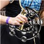 MIVIDE 4pcs Tambourin Demi-Lune, Tambourin Adulte Avec 40 grelots, Tambourin à Main pour Fête, Musiciens(Noir)