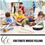 MIVIDE Lot de 4 Tambourins à Main en Bois avec Maillet, Percussion de Tambourin pour Danse et Chanson (10 cm,15cm,20 cm et 25 cm