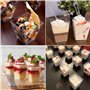 MIVIDE 100 Pcs Tasses à Dessert avec 100 Couvercles et 100 Cuillères, 150 ml/5 oz Gobelets à Dessert Carrés en Plastique pour Fê