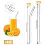 Incurvé Paille Verre Transparente avec 2 Brosses de Nettoyage