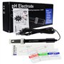 DANOPLUS 300 cm de longueur Câble Électrode Sonde de pH remplaçable (0-14 pH), Connecteur BNC avec 6 sachets de poudre d'étalonn