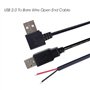 KSOPUERT Lot de 4 câbles USB 2.0 à fil nu à extrémité ouverte 30,5 cm 5V 2,1A 22AWG 2 cœurs étain de réparation de queue de coch