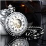 Montre de Poche Chiffres Rétro Creux Squelette en Acier