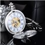Unendlich U Montre de Poche mécanique, Montre de Poche Chiffres Rétro Creux Squelette en Acier, Montre Pendentif pour Homme Femm
