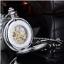 Unendlich U Montre de Poche mécanique, Montre de Poche Chiffres Rétro Creux Squelette en Acier, Montre Pendentif pour Homme Femm