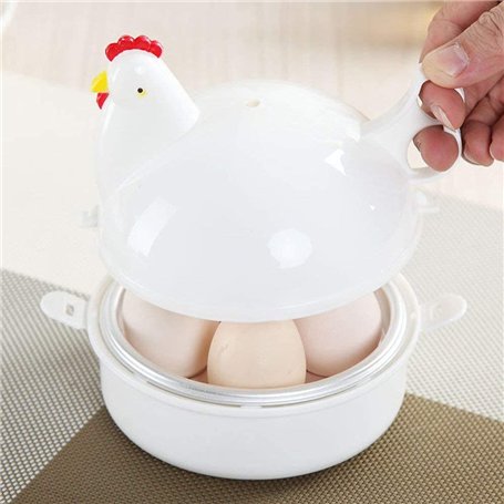Fiacvrs Pocheuse à œufs pour micro-ondes en forme de poulet 4 œufs