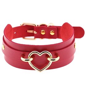 Aabellay Collier Ras du Cou Gothique en Cuir PU avec Coeur - Style Punk Rock