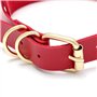 Aabellay Collier Ras du Cou Gothique en Cuir PU avec Coeur - Style Punk Rock, Taille Réglable - Rouge et Or, Similicuir Polyurét