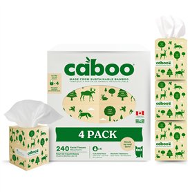 Caboo Lot de 4 boîtes de mouchoirs pour le visage sans arbres
