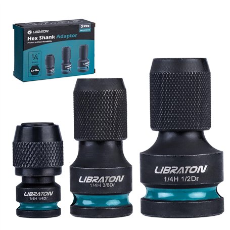 LIBRATON Adaptateurs Carré à 1/4" Hexagonal