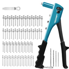 Libraton Riveteuse Manuelle Pince à Riveter Ensemble Interchangeables avec Rivets 80 Pièces pour 4 Types de Rivets HSS Forets Ri