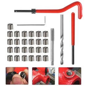 EMAGEREN 30Pcs Kit Reparation Filetage M6 INOX Foret Hélicoïdal Clé Hexagonale Insert Filetage Taraud Filiere Professionnel pour