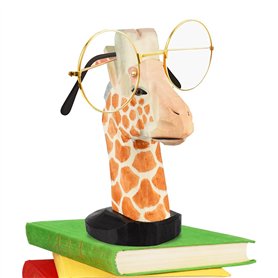 EMAGEREN Porte Lunette en Bois Massif Naturel Sculpté à la Main Girafe 3D Objet Décoratif Repose Lunette Original Support Lunett