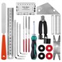 Lot de 20 outils de réparation de guitare avec organisateur de cordes - Enrouleur de cordes - Coupe-cordes - Règle d'action - Ja
