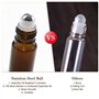 JamHooDirect Lot de 10 flacons à bille en verre ambré rechargeables de 10 ml pour huiles essentielles avec billes en acier inoxy