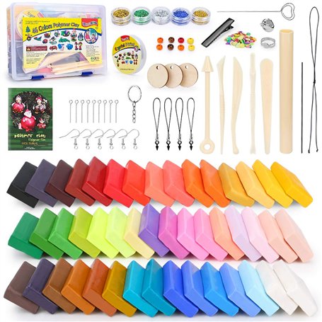iFergoo Argile polymère - 46 couleurs - Kit de pâte à modeler et sculpture - Pour enfants garçons et filles - Pour Noël et cadea