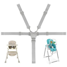 RMENOOR Harnais Chaise Haute Universelle Sangle Chaise Enfant Réglable avec Boucle POM Ceinture Attache Sécurité Fixation 5 Poin