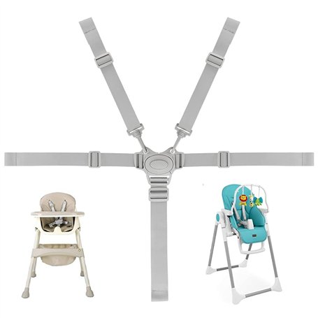 RMENOOR Harnais Chaise Haute Universelle Sangle Chaise Enfant Réglable avec Boucle POM Ceinture Attache Sécurité Fixation 5 Poin