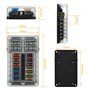 Kohree 12V 12 Voies Standard Boîte à Fusibles + 24pcs Voiture Fusible à Lame 5A 10A 15A 20A avec 12 Voyants LED Couvercle de Pro