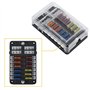Kohree 12V 12 Voies Standard Boîte à Fusibles + 24pcs Voiture Fusible à Lame 5A 10A 15A 20A avec 12 Voyants LED Couvercle de Pro