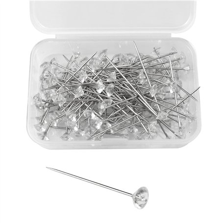oupados 100 Pièces Épingles à Coudre Épingles à Fleurs en Cristal de Diamant Épingles Droite avec Boîte pour la Mariée Bricolage