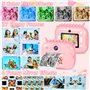 Appareil Photo Numérique Instantané,avec Papier d'impression & Carte TF 32G, Caméra Vidéo avec Stylos Colorés pour Le Bricolage,