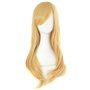 MapofBeauty 24 Pouce/60cm Filles Longue Anime Côté Frange Perruque De Parti Cosplay Bouclés Ondulés (Orrange Jaune)