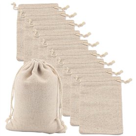 SLTAXAR 10PCS Sacs en Tissu en Coton 20 * 30CM Réutilisable Avec Cordon de Serrage - Mousseline